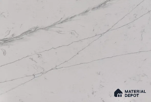 Belina Quartz QR 00005 Calacatta Silverline Viola Series 10.75 ft x 5.42 ft Quartz - 20 mm | 7 Years Warranty | Suitable for Kitchen, Restaurant, Counter Tops, Dining, Reception, office