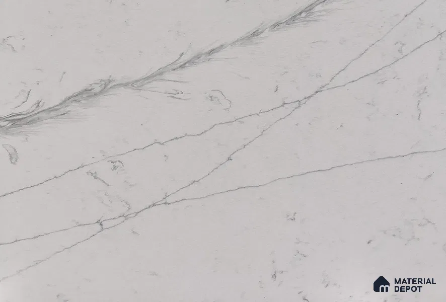 Belina Quartz QR 00005 Calacatta Silverline Viola Series 10.75 ft x 5.42 ft Quartz - 20 mm | 7 Years Warranty | Suitable for Kitchen, Restaurant, Counter Tops, Dining, Reception, office