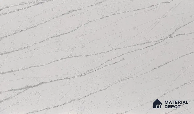 Belina Quartz QR 00005 Calacatta Silverline Viola Series 10.75 ft x 5.42 ft Quartz - 20 mm | 7 Years Warranty | Suitable for Kitchen, Restaurant, Counter Tops, Dining, Reception, office