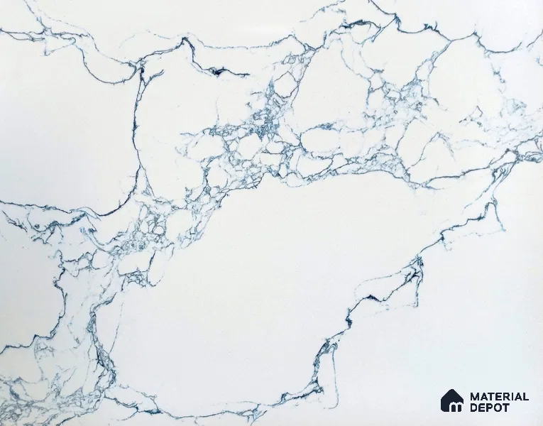 Belina Quartz QR 00079 C Calacatta Cobalt Vein Viola Series 10.75 ft x 2.71 ft Quartz - 20 mm | 7 Years Warranty | Suitable for Kitchen, Restaurant, Counter Tops, Dining, Reception, office