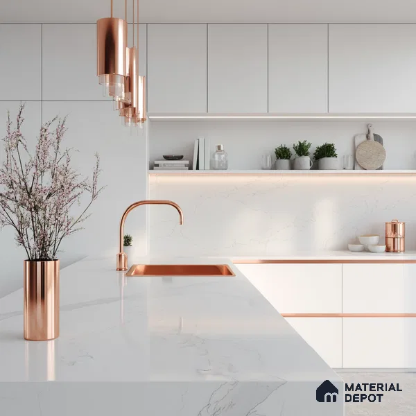 Belina Quartz QR 00078 Diana Aurelia Viola Series 10.75 ft x 5.42 ft Quartz - 20 mm | 7 Years Warranty | Suitable for Kitchen, Restaurant, Counter Tops, Dining, Reception, office