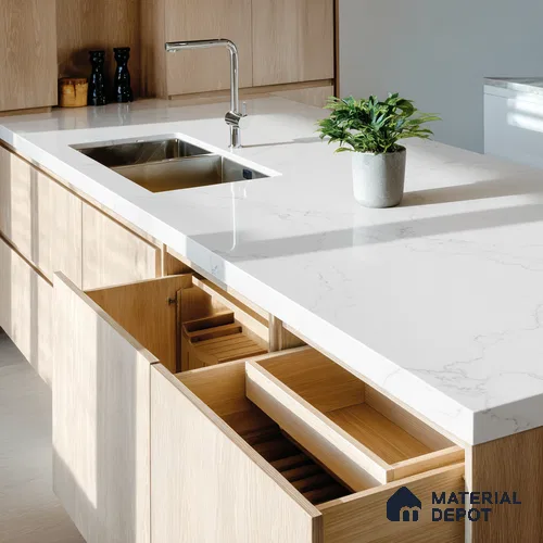 Belina Quartz QR 00080 Diana Mist Viola Series 10.75 ft x 5.42 ft Quartz - 20 mm | 7 Years Warranty | Suitable for Kitchen, Restaurant, Counter Tops, Dining, Reception, office