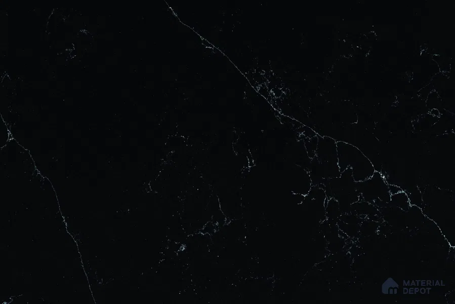 Belina Quartz QR 00007 Calacatta Noir Viola Series 10.75 ft x 5.42 ft Quartz - 20 mm | 7 Years Warranty | Suitable for Kitchen, Restaurant, Counter Tops, Dining, Reception, office
