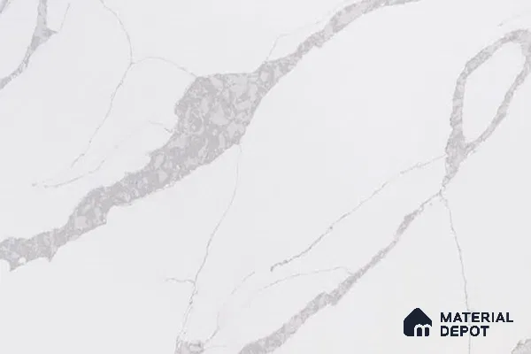 Belina Quartz QR 00092 Calacatta Lugano Vein Viola Series 10.75 ft x 5.42 ft Quartz - 20 mm | 7 Years Warranty | Suitable for Kitchen, Restaurant, Counter Tops, Dining, Reception, office