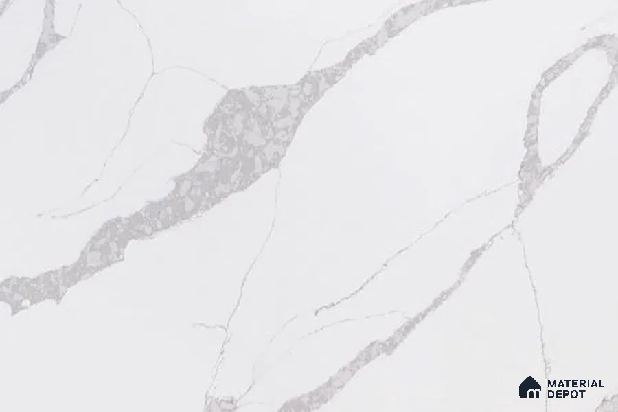 Belina Quartz QR 00092 Calacatta Lugano Vein Viola Series 10.75 ft x 5.42 ft Quartz - 20 mm | 7 Years Warranty | Suitable for Kitchen, Restaurant, Counter Tops, Dining, Reception, office