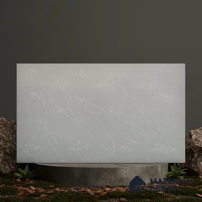 Belina Quartz QR 00077 Silver Cascade Viola Series 10.01 ft x 4.76 ft Quartz - 20 mm | 7 Years Warranty | Suitable for Kitchen, Restaurant, Counter Tops, Dining, Reception, office