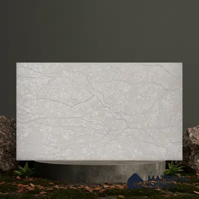 Belina Quartz QR 00010 Calacatta Frosted Viola Series 10.75 ft x 5.42 ft Quartz - 20 mm | 7 Years Warranty | Suitable for Kitchen, Restaurant, Counter Tops, Dining, Reception, office