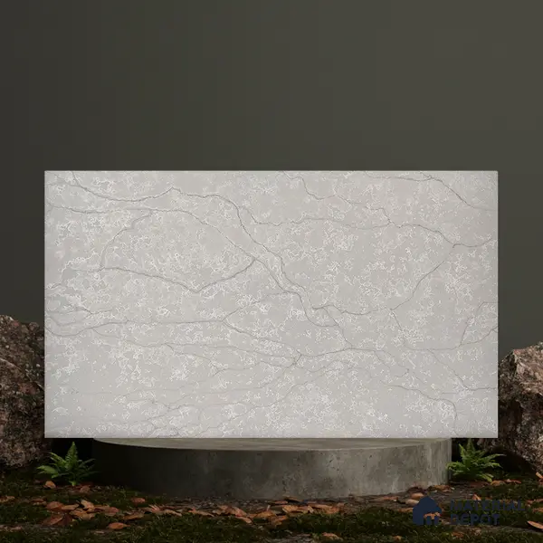 Belina Quartz QR 00010 Calacatta Frosted Viola Series 10.75 ft x 5.42 ft Quartz - 20 mm | 7 Years Warranty | Suitable for Kitchen, Restaurant, Counter Tops, Dining, Reception, office