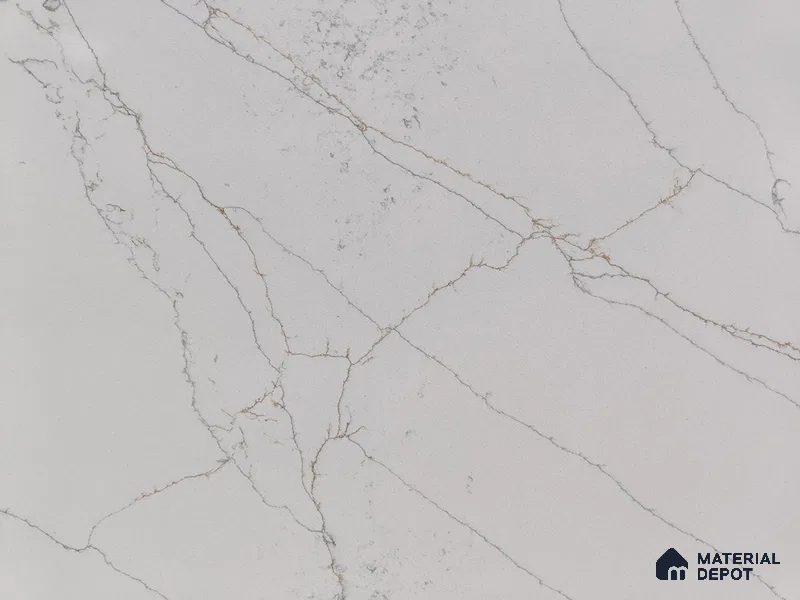 Belina Quartz QR 00008 Calacatta Goldline Viola Series 10.75 ft x 5.42 ft Quartz - 20 mm | 7 Years Warranty | Suitable for Kitchen, Restaurant, Counter Tops, Dining, Reception, office