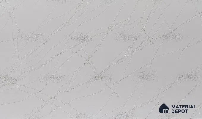 Belina Quartz QR 00008 Calacatta Goldline Viola Series 10.75 ft x 5.42 ft Quartz - 20 mm | 7 Years Warranty | Suitable for Kitchen, Restaurant, Counter Tops, Dining, Reception, office