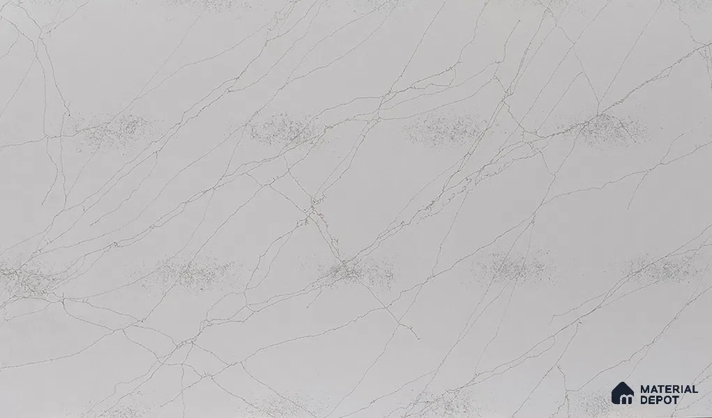 Belina Quartz QR 00008 Calacatta Goldline Viola Series 10.75 ft x 5.42 ft Quartz - 20 mm | 7 Years Warranty | Suitable for Kitchen, Restaurant, Counter Tops, Dining, Reception, office