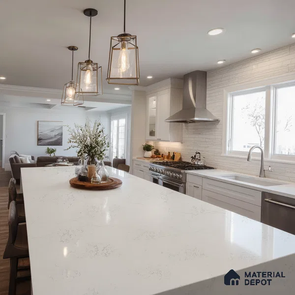 Belina Quartz QR 00082 Carrara Venatino Viola Series 10.75 ft x 5.42 ft Quartz - 20 mm | 7 Years Warranty | Suitable for Kitchen, Restaurant, Counter Tops, Dining, Reception, office