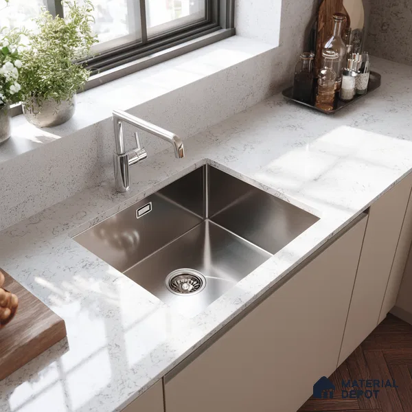 Belina Quartz QR 00082 Carrara Venatino Viola Series 10.75 ft x 5.42 ft Quartz - 20 mm | 7 Years Warranty | Suitable for Kitchen, Restaurant, Counter Tops, Dining, Reception, office