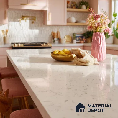 Belina Quartz QR 00083 Verna Mist Viola Series 10.75 ft x 5.42 ft Quartz - 20 mm | 7 Years Warranty | Suitable for Kitchen, Restaurant, Counter Tops, Dining, Reception, office
