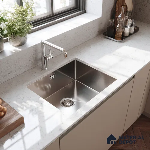 Belina Quartz QR 00083 Verna Mist Viola Series 10.75 ft x 5.42 ft Quartz - 20 mm | 7 Years Warranty | Suitable for Kitchen, Restaurant, Counter Tops, Dining, Reception, office