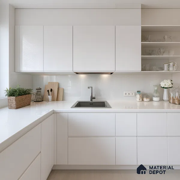 Belina Quartz QR 00104 Arctic Veil Viola Series 10.76 ft x 5.41 ft Quartz - 20 mm | 7 Years Warranty | Suitable for Kitchen, Restaurant, Counter Tops, Dining, Reception, office