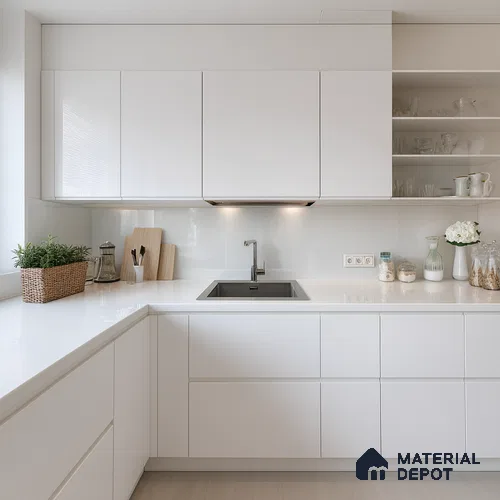 Belina Quartz QR 00104 Arctic Veil Viola Series 10.76 ft x 5.41 ft Quartz - 20 mm | 7 Years Warranty | Suitable for Kitchen, Restaurant, Counter Tops, Dining, Reception, office