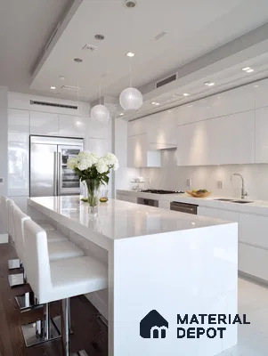 Belina Quartz QR 00104 Arctic Veil Viola Series 10.76 ft x 5.41 ft Quartz - 20 mm | 7 Years Warranty | Suitable for Kitchen, Restaurant, Counter Tops, Dining, Reception, office