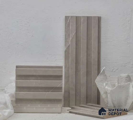 Beige Marble Louver PN 00085 9.5 ft x 4.7 inch MDF Panel - 18 mm | Suitable for Feature Wall, TV Unit & Living Room | Width is Subjected to 5% Variation