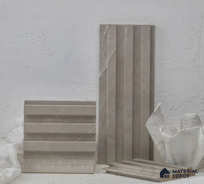 Beige Marble Louver PN 00085 9.5 ft x 4.7 inch MDF Panel - 18 mm | Suitable for Feature Wall, TV Unit & Living Room | Width is Subjected to 5% Variation
