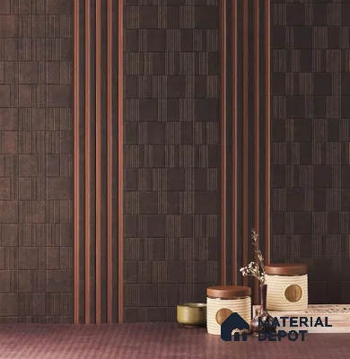 Brown Patterned Louver PN 01633 8 ft x 12 inch Charcoal Panel - 8 mm | Suitable for Feature Wall, TV Unit & Living Room | Width is Subjected to 5% Variation