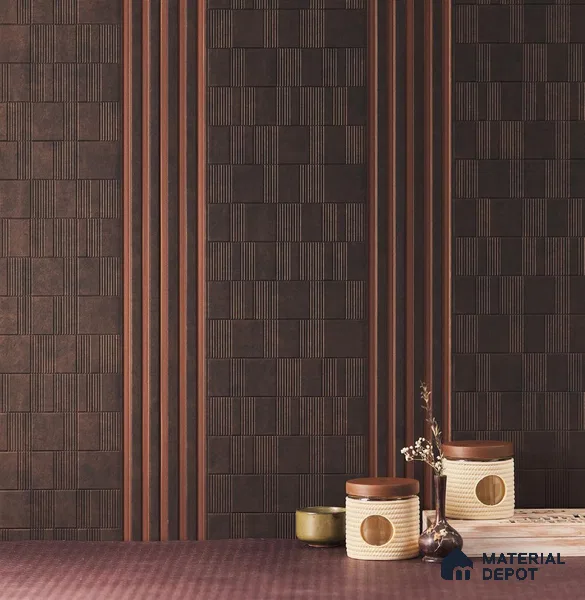 Brown Patterned Louver PN 01633 8 ft x 12 inch Charcoal Panel - 8 mm | Suitable for Feature Wall, TV Unit & Living Room | Width is Subjected to 5% Variation