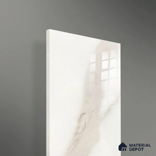 Ferrero 1B 0717 White Bianco 8 ft x 4 ft Marble Series High Gloss Finish Acrylic Laminate - 1.5 mm (LM 01109) | Matching Edgeband Code - 717 | Suitable for TV Unit, Wardrobe, Kitchen Cabinets
