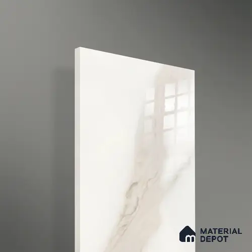 Ferrero 1B 0717 White Bianco 8 ft x 4 ft Marble Series High Gloss Finish Acrylic Laminate - 1.5 mm (LM 01109) | Matching Edgeband Code - 717 | Suitable for TV Unit, Wardrobe, Kitchen Cabinets