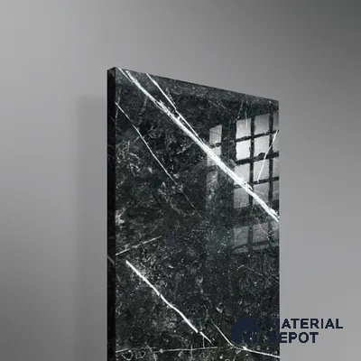 Ferrero 1B 0718 Negro Marquina 8 ft x 4 ft Marble Series High Gloss Finish Acrylic Laminate - 1.5 mm (LM 01110) | Matching Edgeband Code - 718 |  Suitable for TV Unit, Wardrobe, Kitchen Cabinets