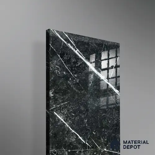 Ferrero 1B 0718 Negro Marquina 8 ft x 4 ft Marble Series High Gloss Finish Acrylic Laminate - 1.5 mm (LM 01110) | Matching Edgeband Code - 718 | Suitable for TV Unit, Wardrobe, Kitchen Cabinets
