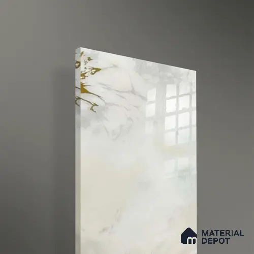 Ferrero 1B 0723 Gold Horizon 8 ft x 4 ft Lazer Marble Series High Gloss Finish Acrylic Laminate - 1.5 mm (LM 01113) | Matching Edgeband Code - 723 | Suitable for TV Unit, Wardrobe, Kitchen Cabinets