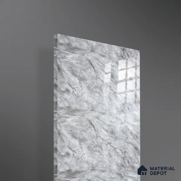 Ferrero 2A 01933 Ash Cloud 8 ft x 4 ft High Gloss Finish 6H Anti Scratch Acrylic Laminate - 1.5 mm | Suitable for Bedroom, TV Unit, Wardrobe, Kitchen Cabinet