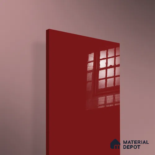 A close-up of a Red 1C 01527 with a High Gloss finish Acrylic Laminate available at Material Depot in Bangalore