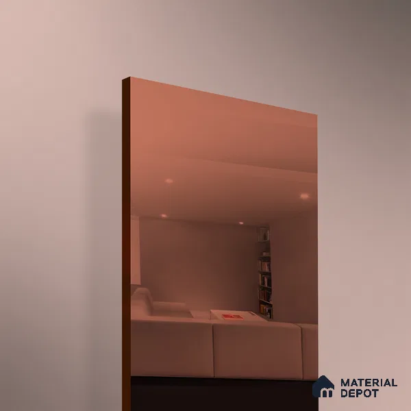 Ferrero 1C Copper Mirror 8 ft x 4 ft High Gloss Finish 6H Anti Scratch Acrylic Self Adhesive Laminate - 1.5 mm | Suitable for Bedroom, TV Unit, Wardrobe, Kitchen Cabinet