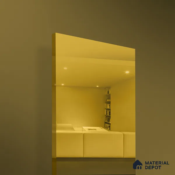 Ferrero 1C Gold Mirror 8 ft x 4 ft High Gloss Finish 6H Anti Scratch Acrylic Self Adhesive Laminate - 1.5 mm | Suitable for Bedroom, TV Unit, Wardrobe, Kitchen Cabinet