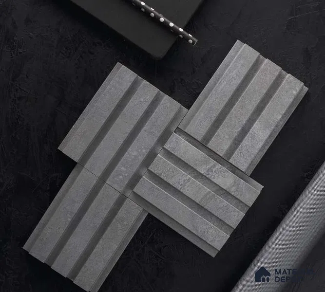 Grey Stone Louver PN 00082 9.5 ft x 4.7 inch MDF Panel - 18 mm | Suitable for Feature Wall, TV Unit & Living Room | Width is Subjected to 5% Variation
