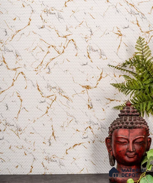 White Marble Decorative Wall Panel PN 02832 8 ft x 2 ft Charcoal Panel - 4 mm | Suitable for Feature Wall, TV Unit & Living Room | Width is Subjected to 5% Variation