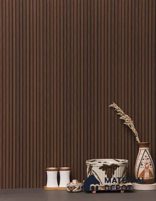 Brown Wooden Louver PN 01628 D 8 ft x 12 inch Charcoal Panel - 8 mm | Suitable for Feature Wall, TV Unit & Living Room | Width is Subjected to 5% Variation