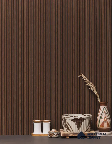 Brown Wooden Louver PN 01628 D 8 ft x 12 inch Charcoal Panel - 8 mm | Suitable for Feature Wall, TV Unit & Living Room | Width is Subjected to 5% Variation