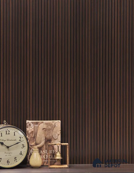 Dark Brown Wooden Louver PN 01628 C 8 ft x 12 inch Charcoal Panel - 8 mm | Suitable for Feature Wall, TV Unit & Living Room | Width is Subjected to 5% Variation