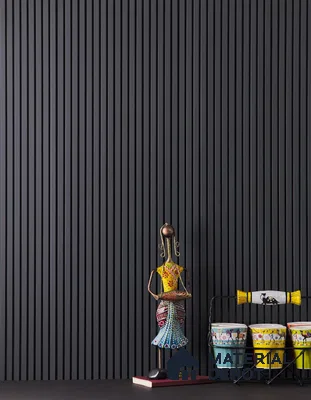 Grey Plain Colour Louver PN 01628 F 8 ft x 12 inch Charcoal Panel - 8 mm | Suitable for Feature Wall, TV Unit & Living Room | Width is Subjected to 5% Variation