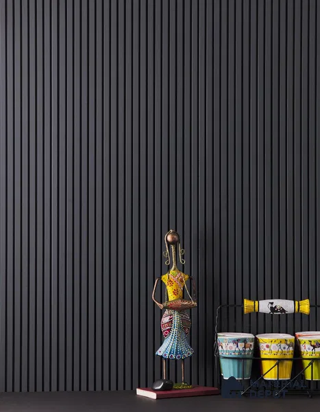 Grey Plain Colour Louver PN 01628 F 8 ft x 12 inch Charcoal Panel - 8 mm | Suitable for Feature Wall, TV Unit & Living Room | Width is Subjected to 5% Variation