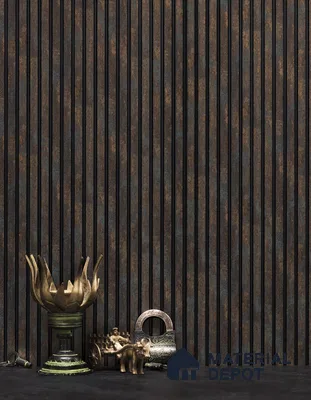 Rustic Brown Stone Louver PN 01628 H 8 ft x 12 inch Charcoal Panel - 8 mm | Suitable for Feature Wall, TV Unit & Living Room | Width is Subjected to 5% Variation