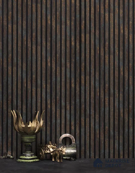 Rustic Brown Stone Louver PN 01628 H 8 ft x 12 inch Charcoal Panel - 8 mm | Suitable for Feature Wall, TV Unit & Living Room | Width is Subjected to 5% Variation