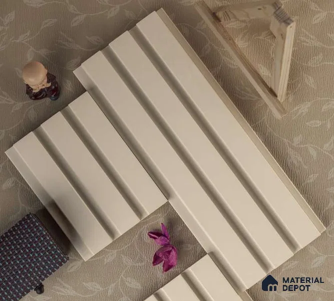 Beige Plain Colour Louver PN 00076 9.5 ft x 4.7 inch MDF Panel - 18 mm | Suitable for Feature Wall, TV Unit & Living Room | Width is Subjected to 5% Variation