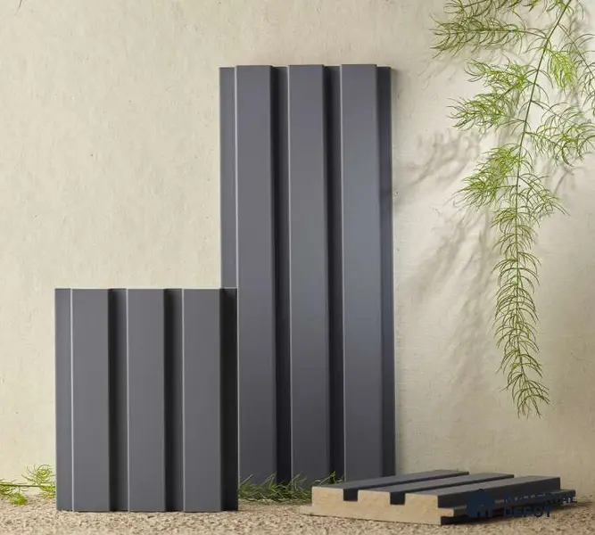 Black Plain Colour Louver PN 00075 9.5 ft x 4.7 inch MDF Panel - 18 mm | Suitable for Feature Wall, TV Unit & Living Room | Width is Subjected to 5% Variation