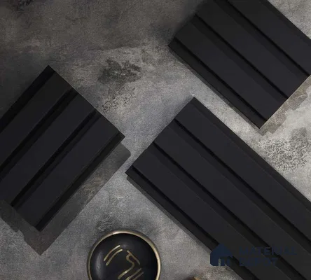 Black Plain Colour Louver PN 00077 9.5 ft x 4.7 inch MDF Panel - 18 mm | Suitable for Feature Wall, TV Unit & Living Room | Width is Subjected to 5% Variation