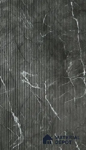 Marble Fluted 1D 05275 Midnight Flutes 8 ft x 4 ft High Gloss Finish Acrylic Laminate - 2.3 mm | Suitable for TV Unit,Wardrobe, Kitchen Cabinets