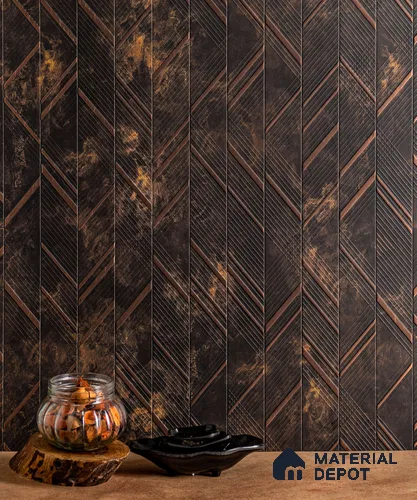 Brown Patterned Decorative Wall Panel PN 02838 8 ft x 2 ft Charcoal Panel - 4 mm | Suitable for Feature Wall, TV Unit & Living Room | Width is Subjected to 5% Variation