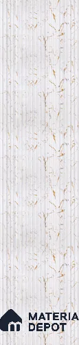 White Marble Louver PN 02886 8 ft x 12 inch Charcoal Panel - 8 mm | Suitable for Feature Wall, TV Unit & Living Room | Width is Subjected to 5% Variation